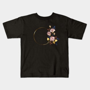 Round frame with pink gold roses Kids T-Shirt